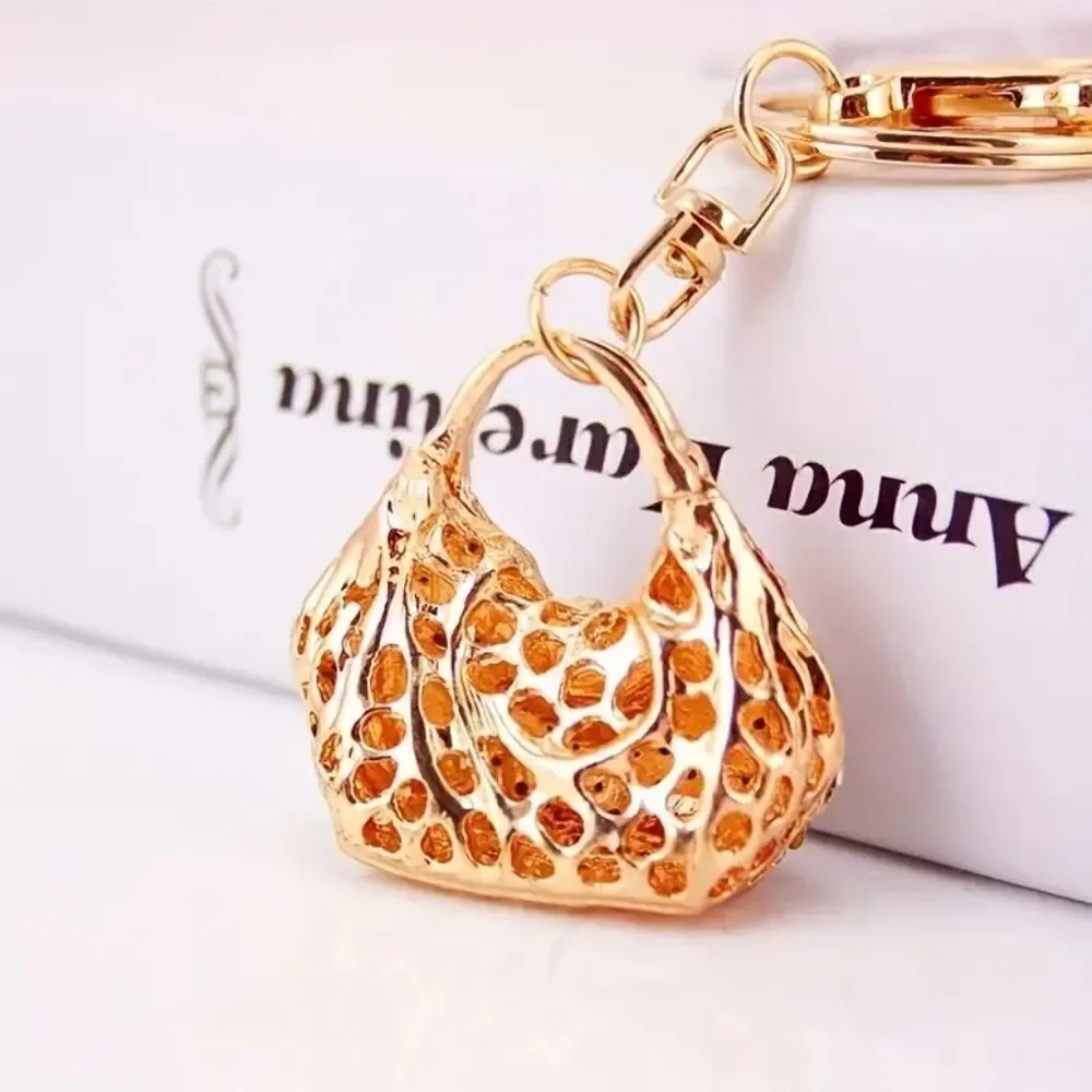 Alloy Rhinestone Heart Shape Handbag Keychain Pendant